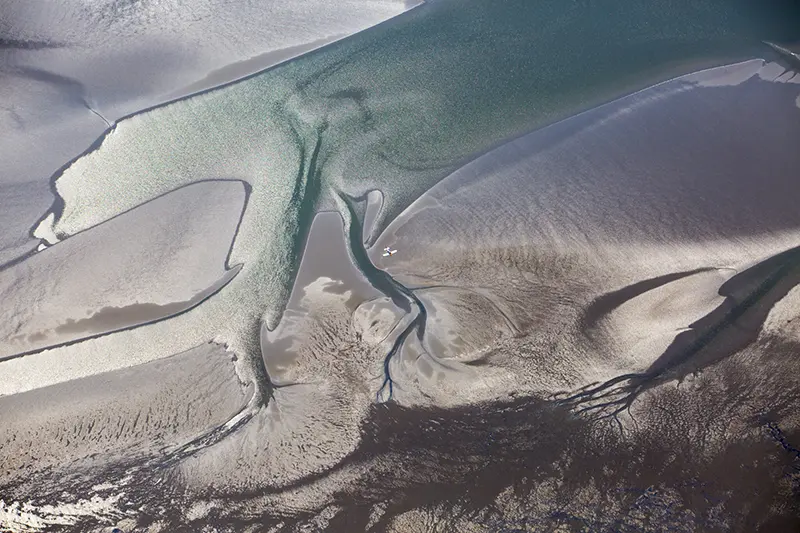 waddendelta vanuit lucht gefotografeerd